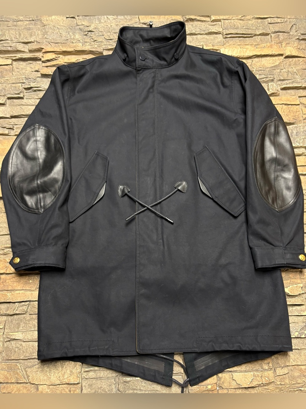 Coach Men’s Trench Rain Coat Nautical Dark Navy Sz XL 48 Patch Elbow Business